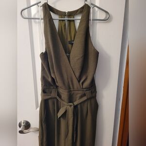 Lulu's Olive Green Sleeveless Jumpsuit